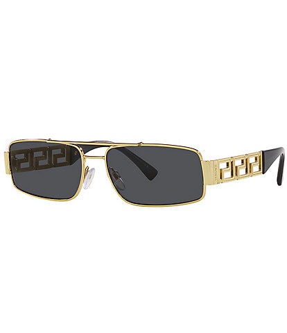 Versace Men's VE2257 Greca 60mm Grey Rectangle Sunglasses