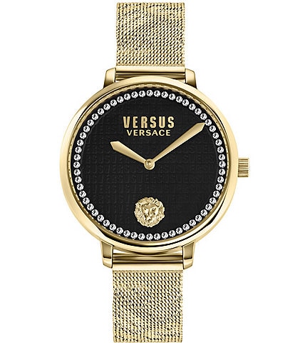 Versace Versus By Versace Women's La Villette Crystal Analog Gold Tone Stainless Steel Bracelet Watch