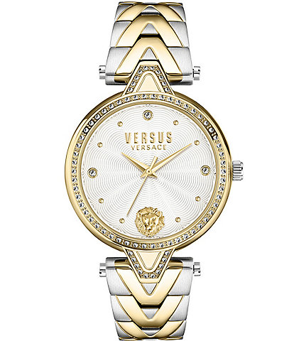 Versace Versus By Versace Women's V Versus Analog Crystal Two Tone Stainless Steel Bracelet Watch