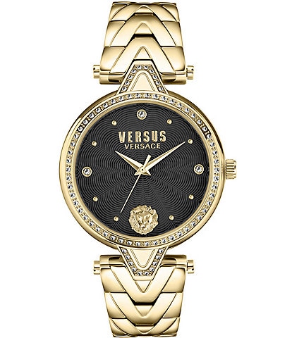 Versace Versus By Versace Women's V Versus Crystal Analog Gold Tone Stainless Steel Bracelet Watch