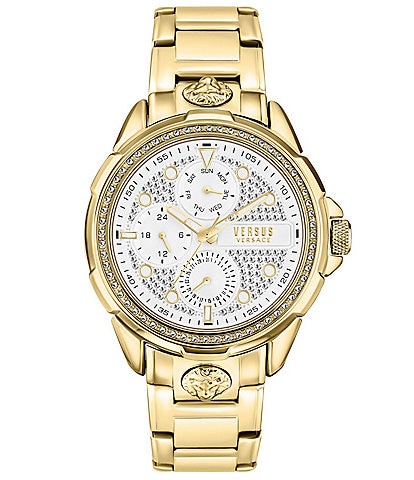 Versace Versus Versace Men's 6E Arrondissement Crystal Multifunction Gold Stainless Steel Bracelet Watch