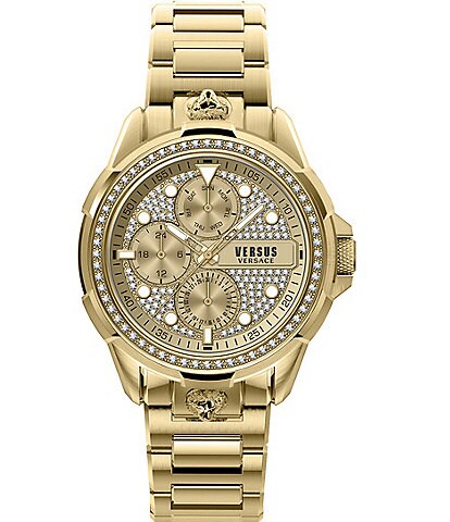 Versace Versus Versace Men's Arrondissement Multifunction Gold Tone Stainless Steel Bracelet Watch