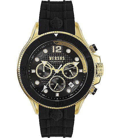 Versace Versus Versace Men's Volta Quartz Chronograph Gold Case Black Silicone Strap Watch