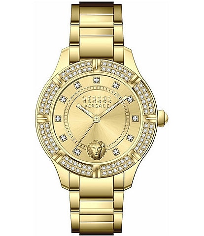 Versace Versus Versace Women's Canton Road Crystal Analog Gold Stainless Steel Bracelet Watch