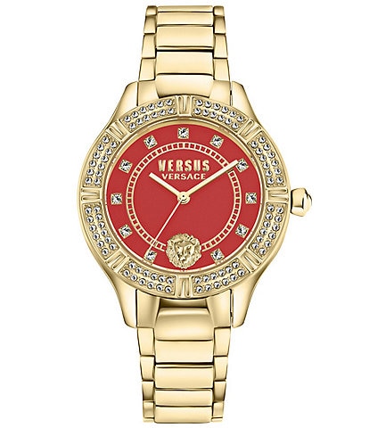 Versace Versus Versace Women's Canton Road Crystal Analog Gold Stainless Steel Red Bracelet Watch