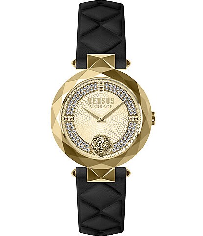 Versace Versus Versace Women's Covent Garden Two-Hand Quartz Black Leather Strap Watch