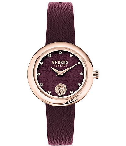 Versace Versus Versace Women's Lea Analog Burgundy Leather Strap Watch