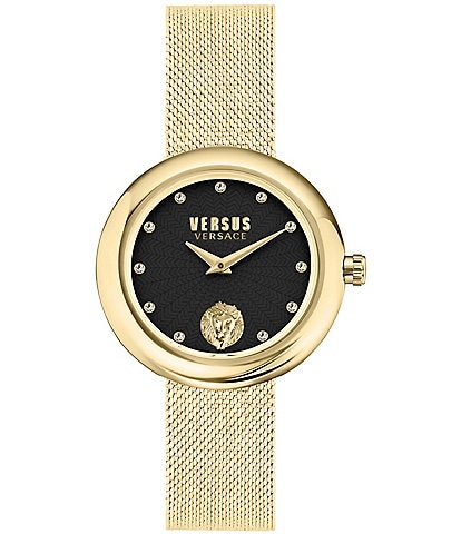 Versace Versus Versace Women's Lea Analog Black Dial Gold Stainless Steel Mesh Bracelet Watch