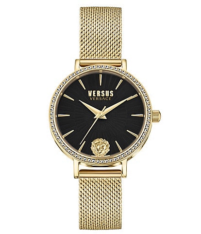 Versace Versus Versace Women's Mar Vista Crystal Analog Gold Stainless Steel Mesh Bracelet Watch