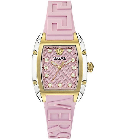 Versace Women's Dominus Analog Pink Silicone Strap Watch
