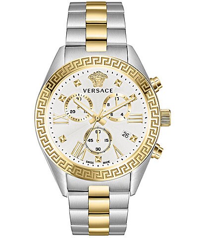 Versace Women's Greca Quartz Chronograph Two Tone Stainless Steel Bracelet Watch