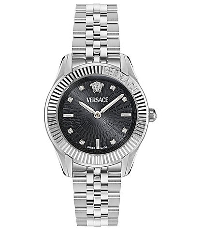 Versace Women's Greca Time Diamond Quartz Analog Stainless Steel Bracelet Watch