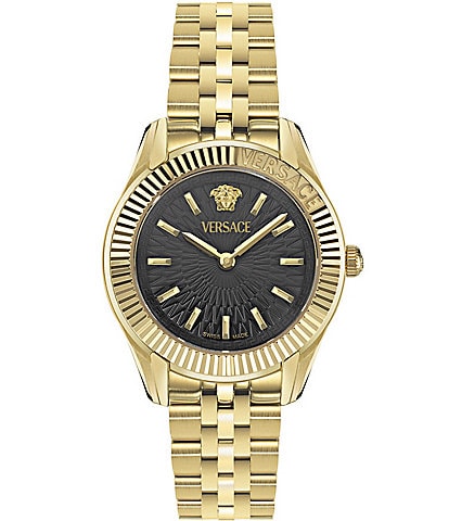 Versace Women's Greca Time Petite Quartz Analog Gold Tone Stainless Steel Bracelet Watch