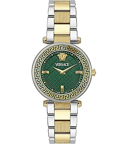 Versace Women's Green Dial Reve Analog Two Tone Stainless Steel Bracelet Watch