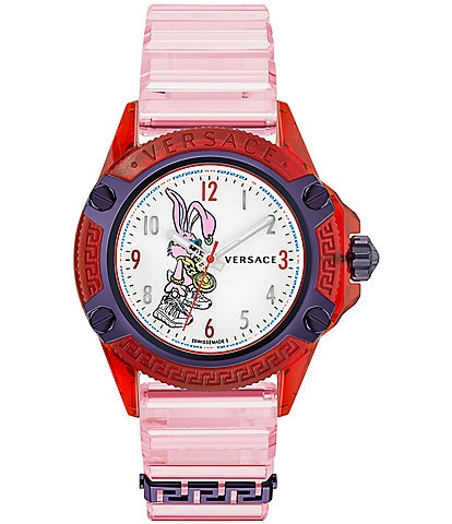 Versace Women's Icon Active Chinese New Year Edition Rabbit Icon Quartz Analog Pink Silicone Strap Watch