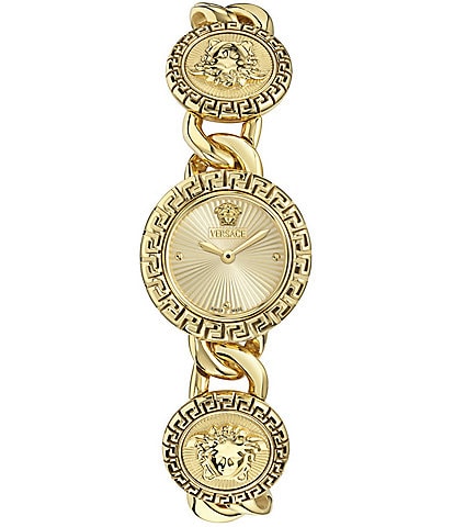 Versace Womens La Greca 28mm Stud Icon Bracelet Watch