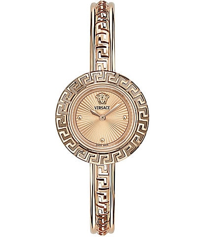Versace Women's La Greca Analog Rose Gold Tone Stainless Steel Bracelet Watch