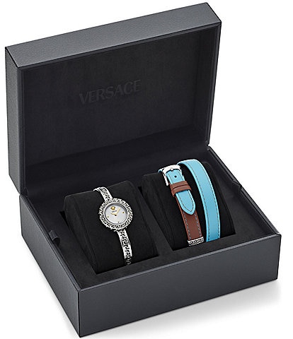 Versace Women's La Greca Analog Stainless Steel Bracelet Watch Set