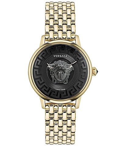Versace Women's Medusa Alchemy Quartz Analog Black Dial Gold Stainless Steel Bracelet Watch