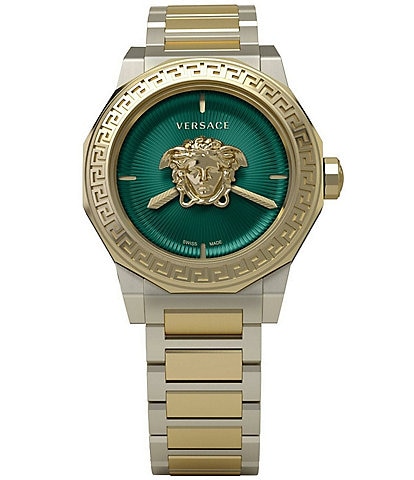 Versace Women's Medusa Deco Green Quartz Analog Two Tone Stainless Steel Bracelet Watch
