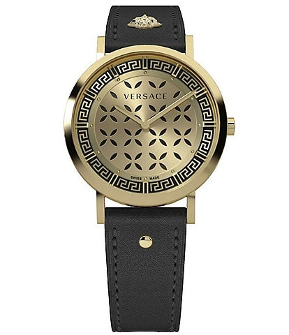 Versace Women's New Generation Quartz Analog Black Leather Strap Watch
