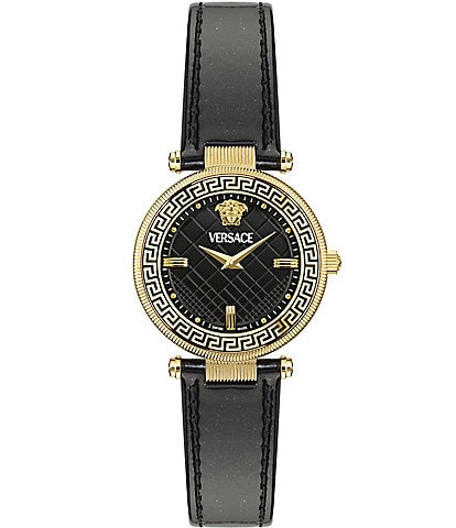 Versace Women's Reve Analog Black Leather Strap Watch
