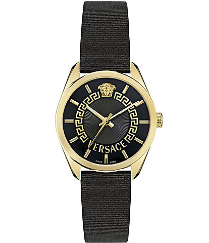 Versace Women's V-Circle Analog Black Strap Watch