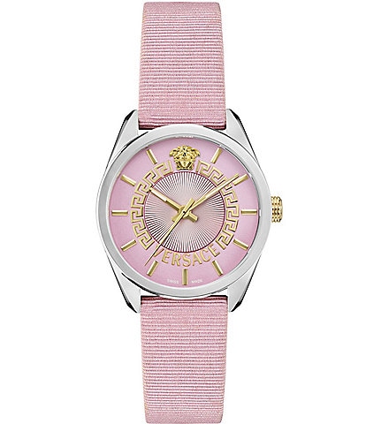 Versace Women's V-Circle Analog Pink Strap Watch