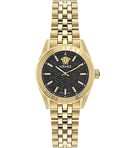 Versace Women's V-Code Quartz Analog 36mm Gold Tone Stainless Steel Bracelet Watch