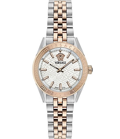 Versace Women's V-Code Quartz Analog Two Tone Stainless Steel Bracelet Watch