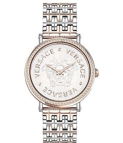 Versace Women's V-Dollar Rose Gold Analog Two Tone Stainless Steel Bracelet Watch