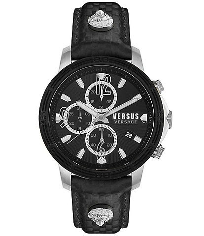 Versus By Versace Men's Bicocca Chronograph Black Leather Strap Watch