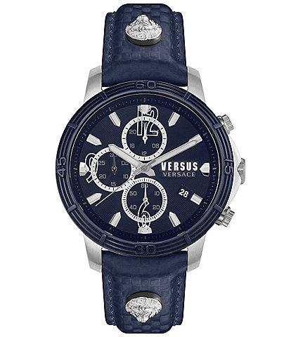 Versus By Versace Men's Bicocca Chronograph Blue Leather Strap Watch
