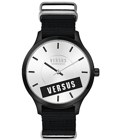 Versus By Versace Men's Less Analog Black Nylon Strap Watch