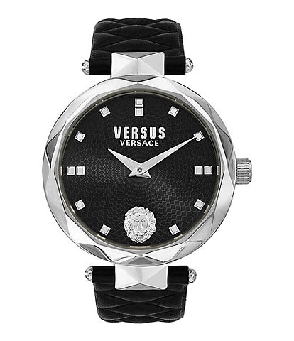 Versus By Versace Women's Covent Garden Analog Black Leather Strap Watch
