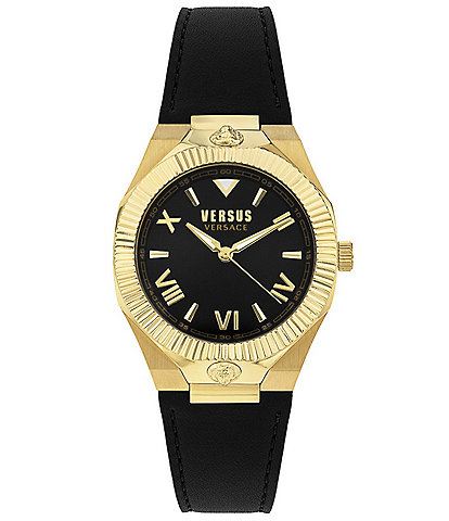 Versus By Versace Women's Echo Park Analog Black Leather Strap Watch
