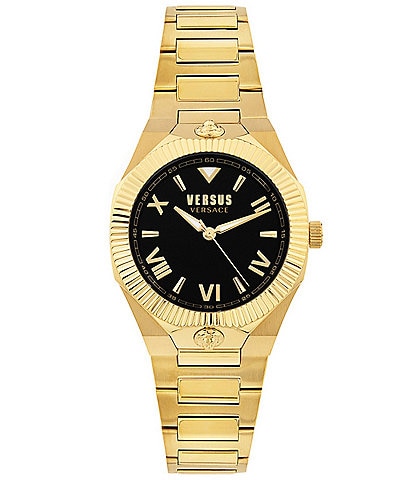 Versus By Versace Women's Echo Park Analog Black Dial Gold Stainless Steel Bracelet Watch