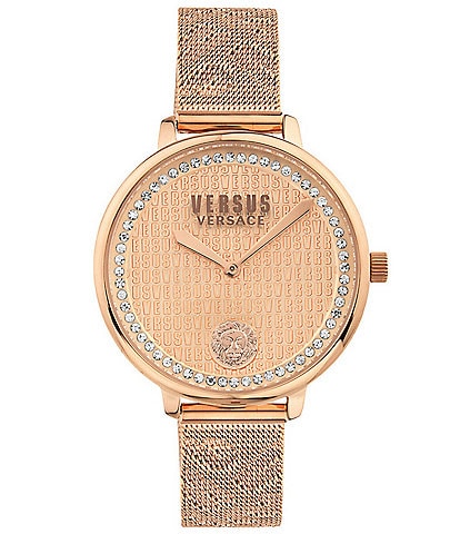 Versus By Versace Women's La Villette Crystal Analog Rose Gold Stainless Steel Bracelet Watch