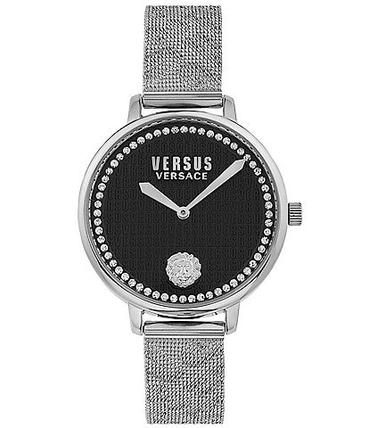 Versus By Versace Women's La Villette Crystal Analog Black Dial Stainless Steel Bracelet Watch