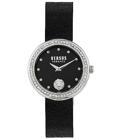 Versus By Versace Women's Lea Crystal Analog Black Stainless Steel Bracelet Watch