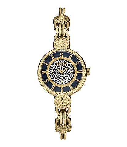 Versus By Versace Women's Les Docks Crystal Analog Blue Gold Stainless Steel Bracelet Watch