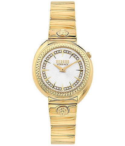 Versus By Versace Women's Tortona Crystal Two Hand Gold Stainless Steel Bracelet Watch