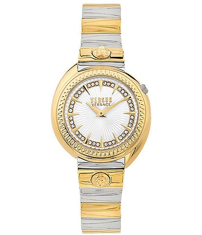 Versus By Versace Women's Tortona Crystal Two Hand Two Tone Stainless Steel Bracelet Watch