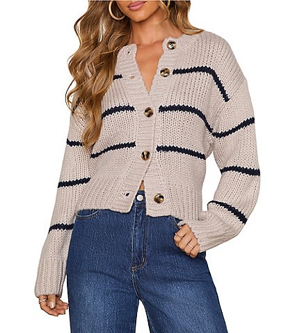VICI Collection Striped Long Sleeve Cardigan
