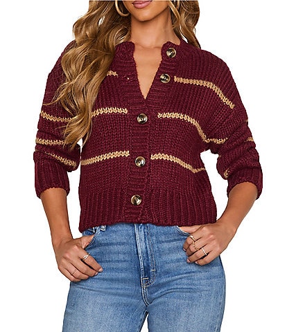VICI Collection Striped Long Sleeve Cardigan