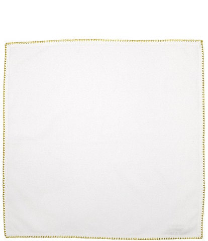 VIETRI Ivory Gold Stitched Cotton Linen Napkins - Set of 4