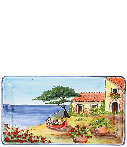 VIETRI Landscape Wall Plates Collection Rectangular Platter with Boat
