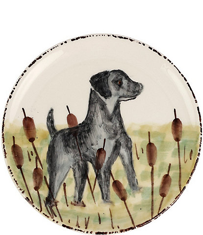 VIETRI Wildlife Black Hunting Dog Canape Plate