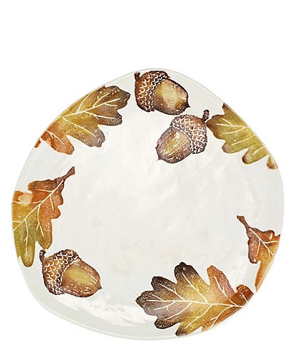 VIETRI Festive Fall Autunno Acorns & White Oak Leaves Oblong Platter