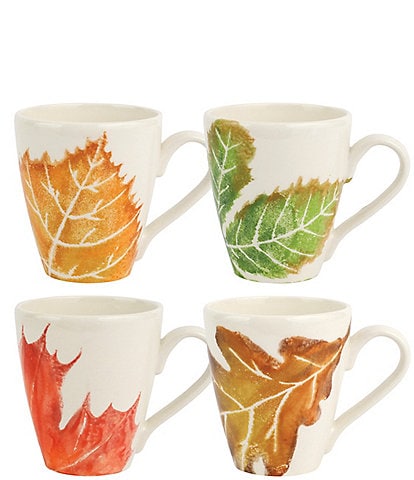 VIETRI Festive Fall Autunno Assorted Coffee Mugs, Set of 4